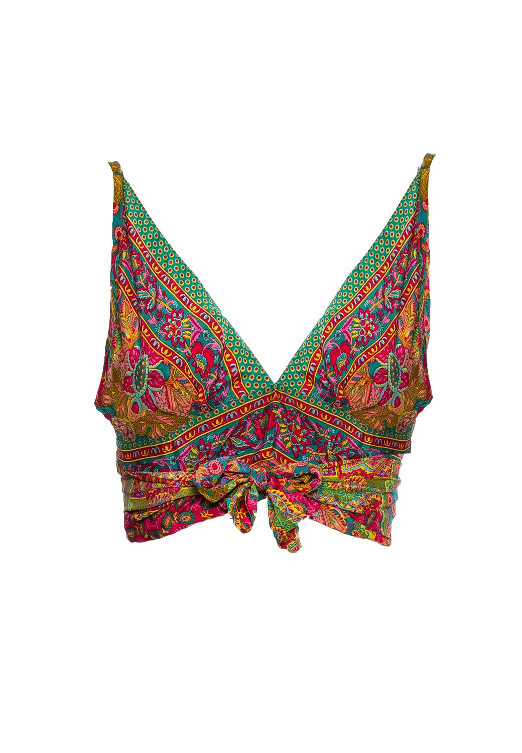 TOP  CORTO SCOLLO A V, 4 TG. 90% POLY 10% SETA, MADE IN INDIA